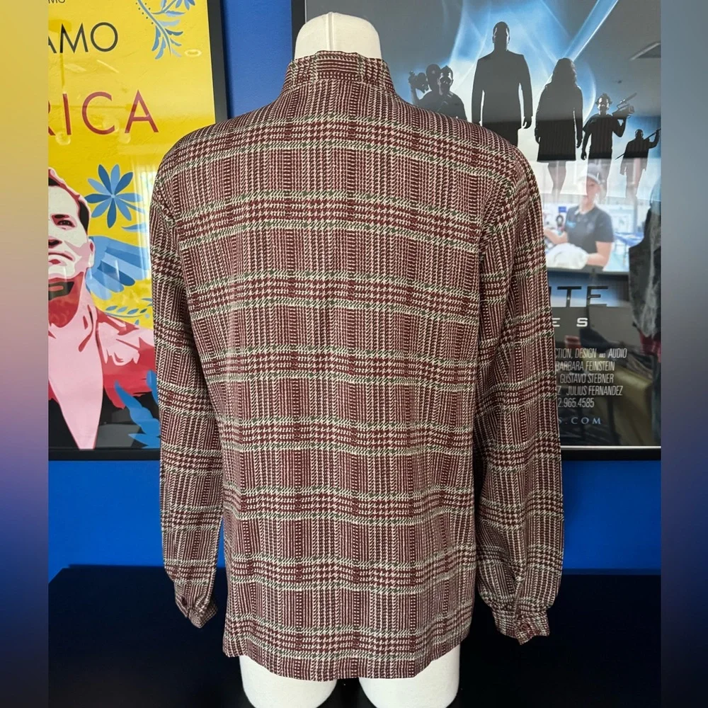 Plaid Women's Blouse with Bow Tie - Picture 5 of 6